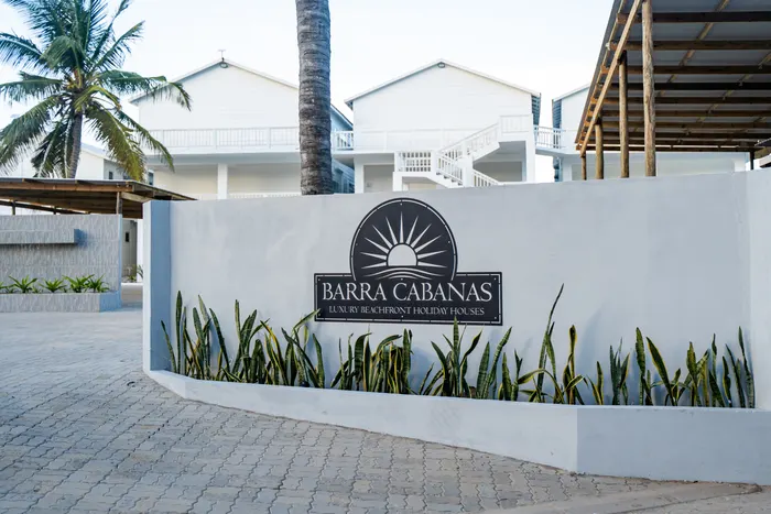 Entrance gate and signage at Barra Cabanas, Barra, Mozambique