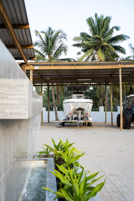 Tropical entrance walkway at Barra Cabanas beach houses